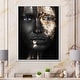 preview thumbnail 1 of 9, Designart "Portrait of A African American Girl with Gold Makeup" Modern Framed Canvas Wall Art Print 12 In. Wide x 20 In. High - White