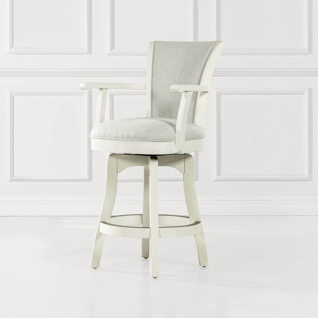 Williams 27" Swivel Upholstered Counter Stool with White Oak Wood Frame
