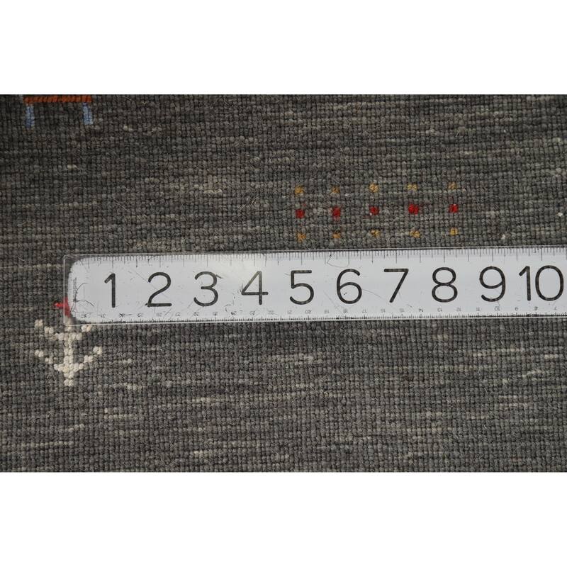 Hand Knotted Oriental 100% Wool Carpet Tribal Tribal Greys & Charcoal Gabbeh Area Rug - 4' 11'' X 3' 1''