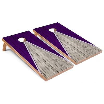 Solid Wood Cornhole Boards - Purple Triangle Design