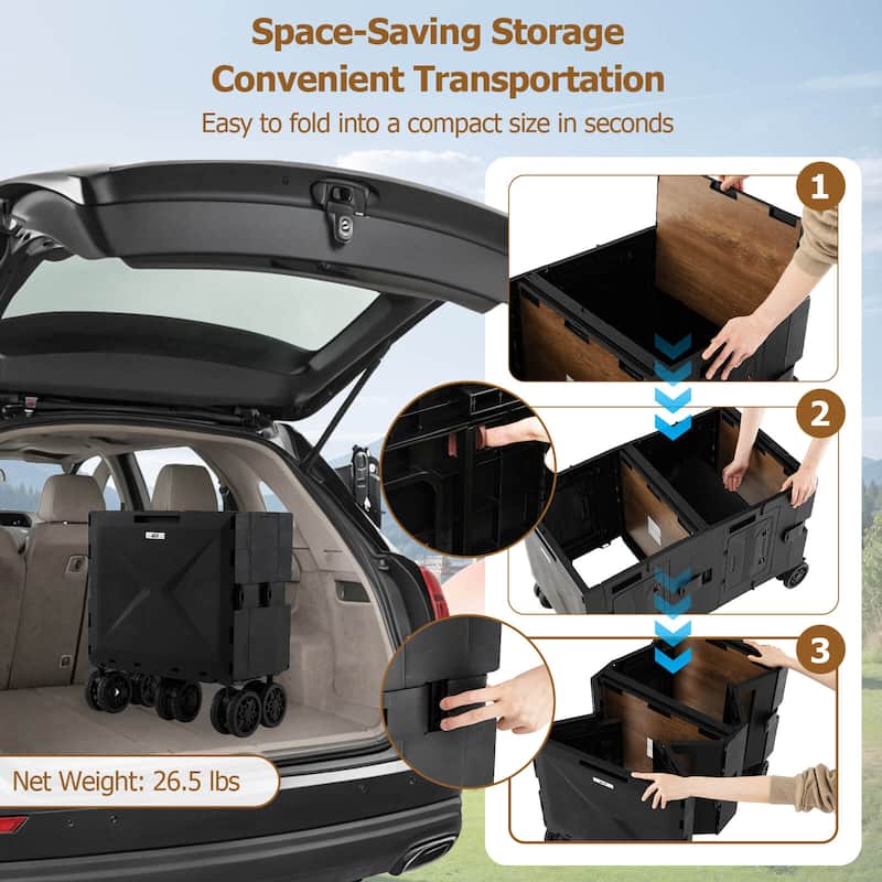 Costway Large Foldable Utility Cart with 2-Tier Storage Crates 5 - See Details