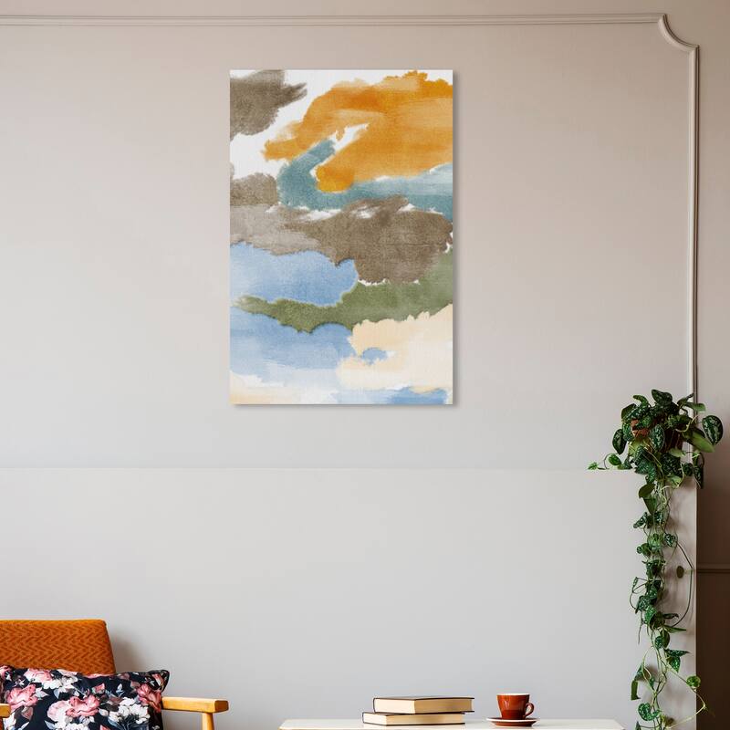 Wynwood Studio Canvas Abstract Sunset Vissage Yellow and Light Blue Wall Art Canvas Print - 30 x 20