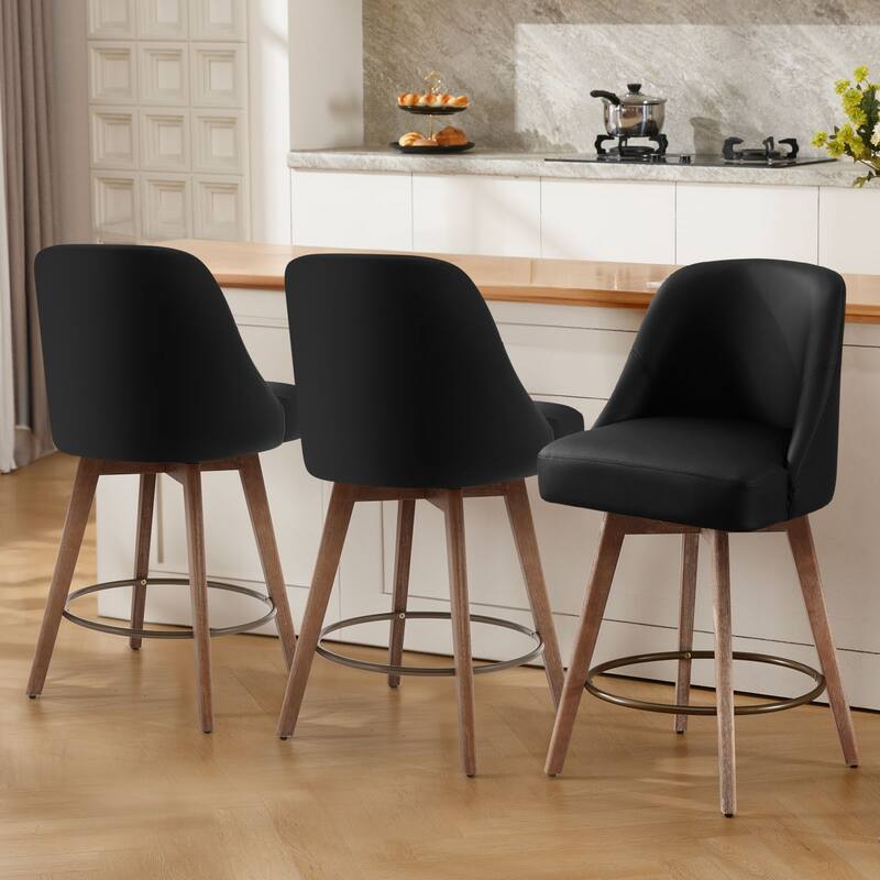 26" Counter Height Swivel Bar Stool, Upholstered Counter Stools - 39.37" (H) x 22.44" (D) x 21.65" (W)