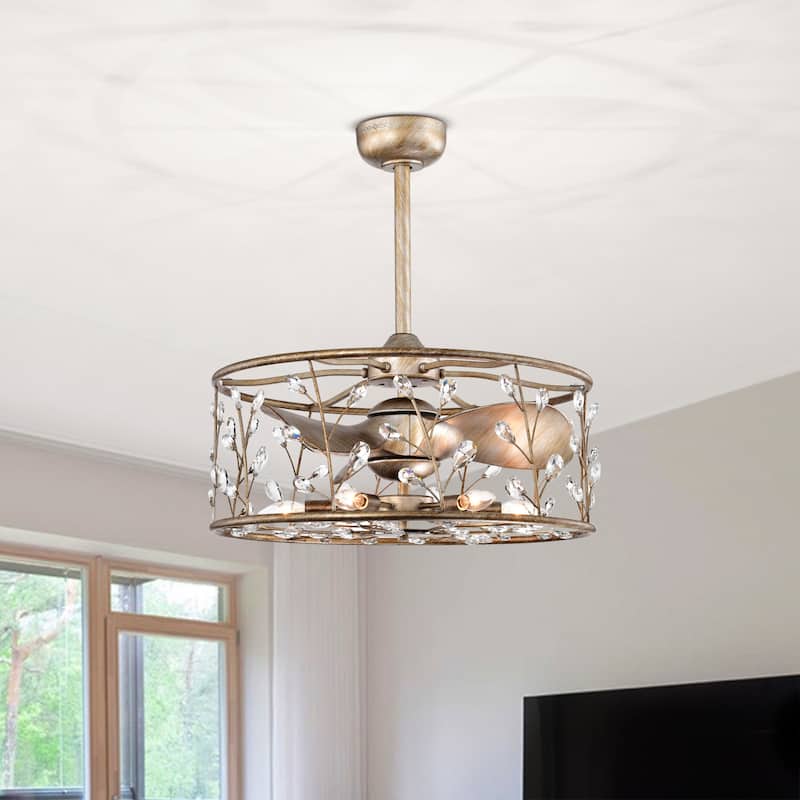 Onyx Antique Gold Finish Modern-Contemporary Crystal Ceiling Fandelier