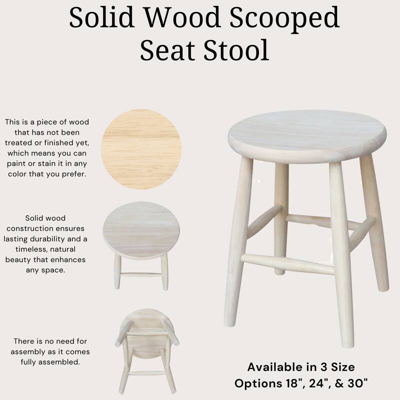 International Concepts Round Scooped Seat Stool