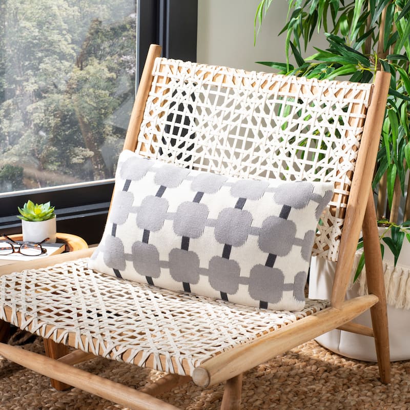 SAFAVIEH Adelma Grey Squares 12 x 20-inch Pillow