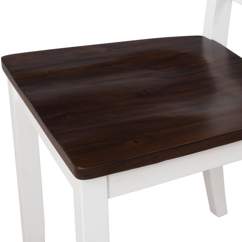 Roomfitters 5-Piece Dining Table Set, Rectangular Wood Kitchen Table and 4 X-back Chairs, Transitional Style