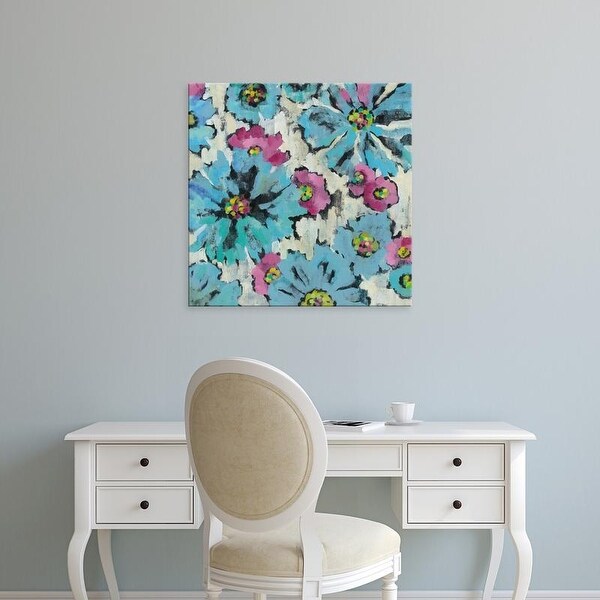 Easy Art Prints Silvia Vassileva's 'Graphic Pink and Blue Floral I' Premium Canvas Art