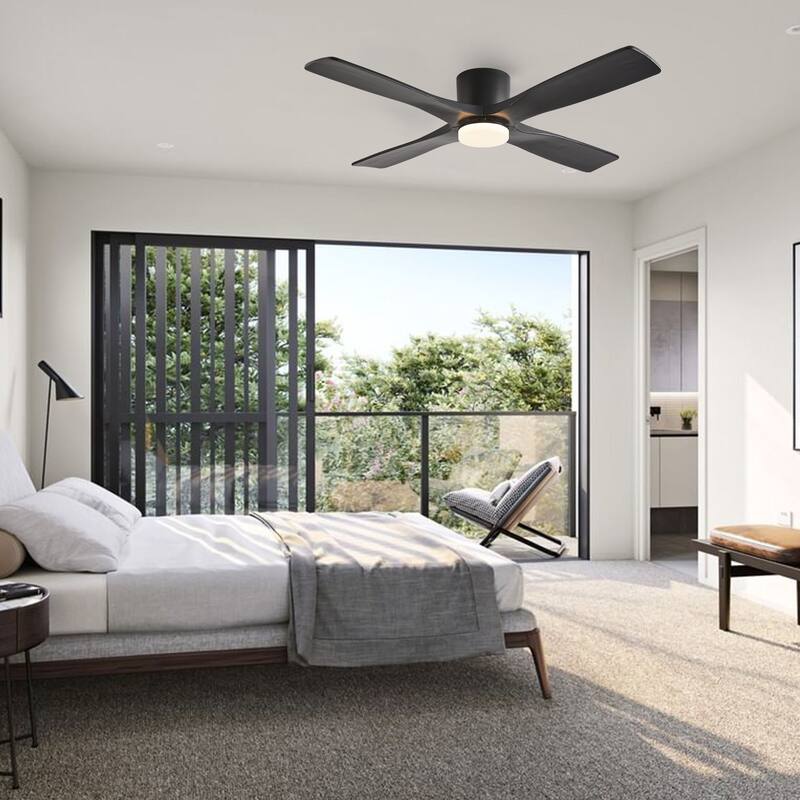 MLiAN 48" DC Flush Mount Ceiling Fan with Light Kit and Remote Control