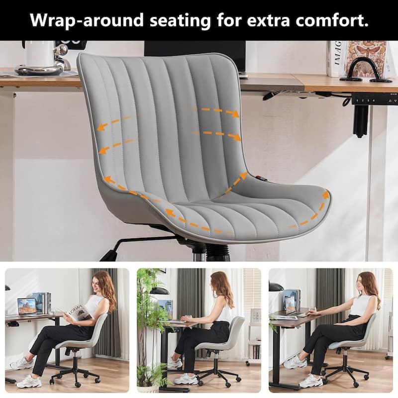 Ergonomic Office Chair Swivel Armless Desk Chair with Wheels