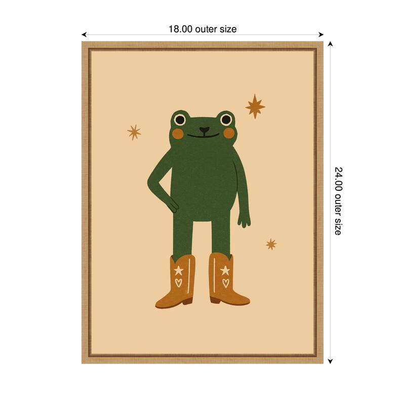 Kate and Laurel Frog in Cowboy Boots by Laura Moss Framed Canvas Wall Art Print