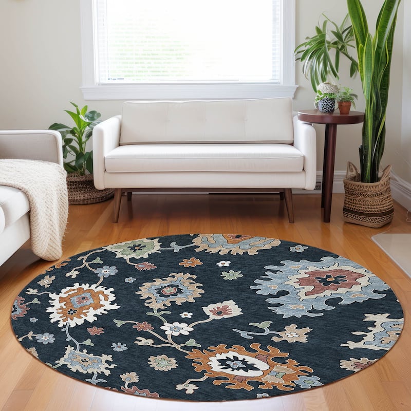 Premium Washable Super Soft Traditional Farmhouse Mayfield Rug - Black - 8' x 8'