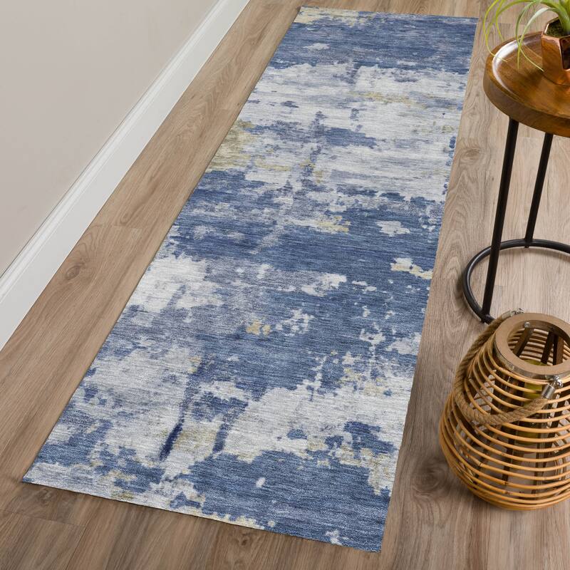 Machine Washable Indoor/ Outdoor Crouppen Modern Chantille Rug