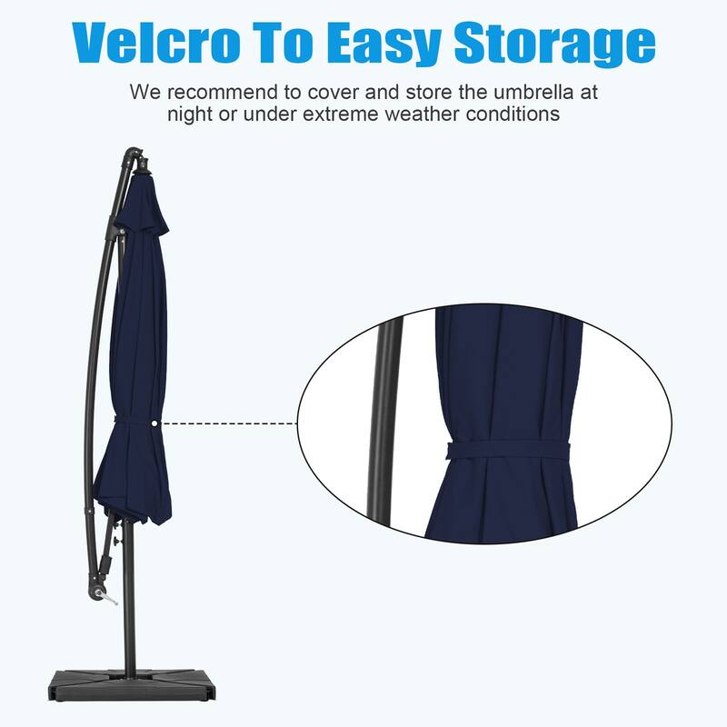 8ft×8ft Square Steel Crank-lift Cantilever Umbrella With Weighted Base