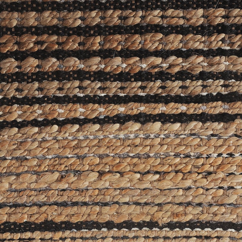 Sevita Organic Jute Striped Area Rug, Tan and Black