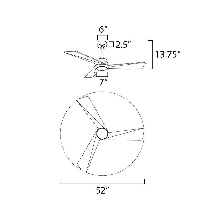 Maxim 88837 Vortex 52" 3 Blade Indoor LED Ceiling Fan
