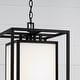 preview thumbnail 3 of 2, 12.50"W x 22"H 1-Light Outdoor Modern Square Rectangle Hanging Lantern in Black with Soft White Glass - 12.5"W x 22"H