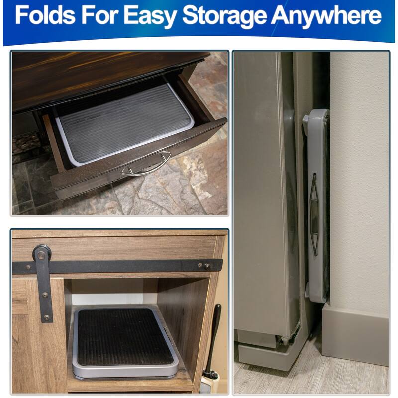 Metal Step Stool - Portable Folding Foot Stool - Non-Slip, Compact, 330lbs Capacity, Heavy Duty One Step Ladder for Kitchen
