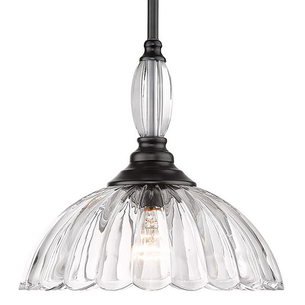 slide 2 of 10, Golden Lighting 6952-M CLR Audra 12" Wide Pendant Matte Black