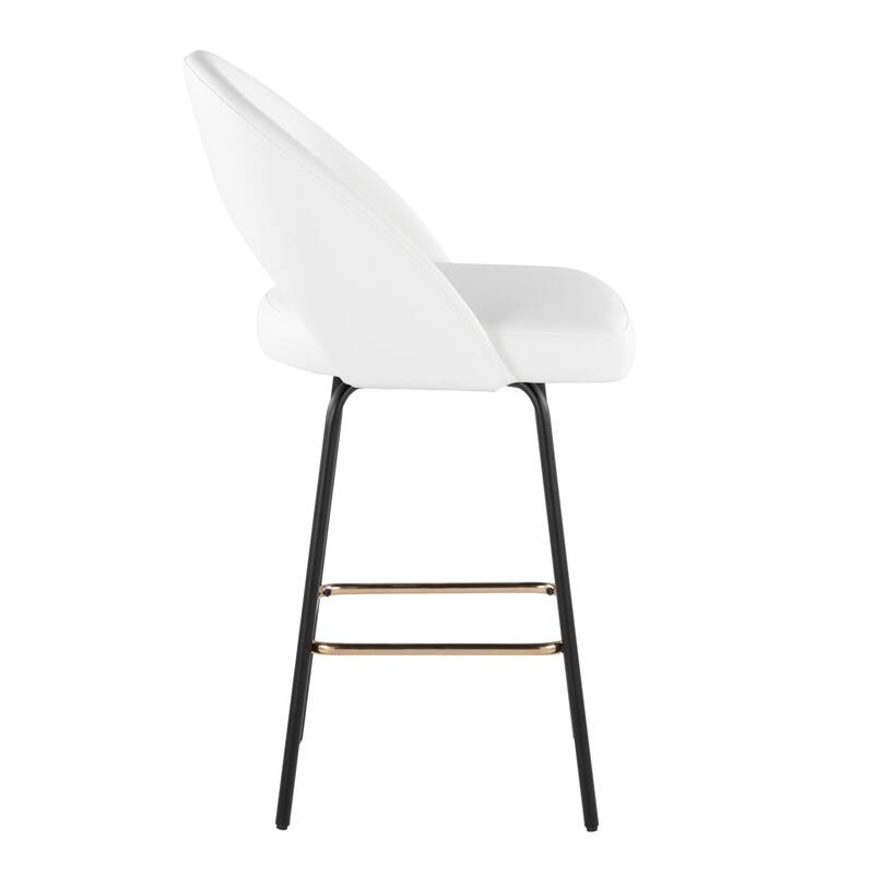 Porch & Den Vika Upholstered 26" Counter Stool with Metal Legs & Square Footrest (Set of 2)