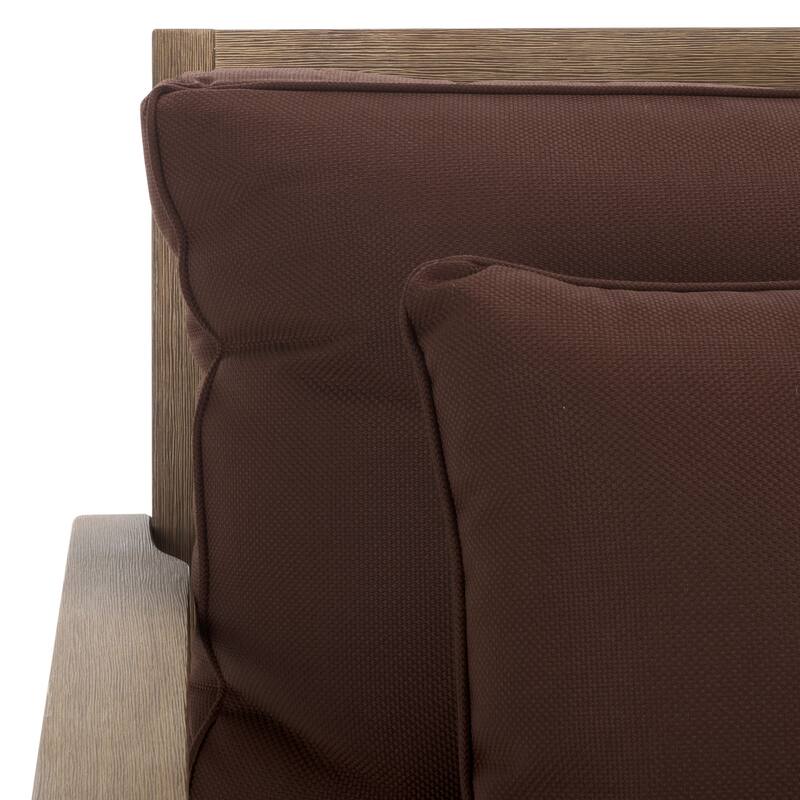 SAFAVIEH Couture Freida Wood Patio Arm Chair - 31.4" W x 35.6" L x 32.6" H - 31"W x 36"D x 33"H