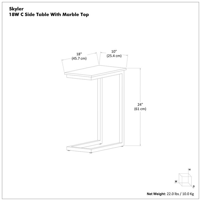 WYNDENHALL Rhonda 18 inch Wide Solid Metal Industrial C Side Table - 18 W x 10 D x 24 H