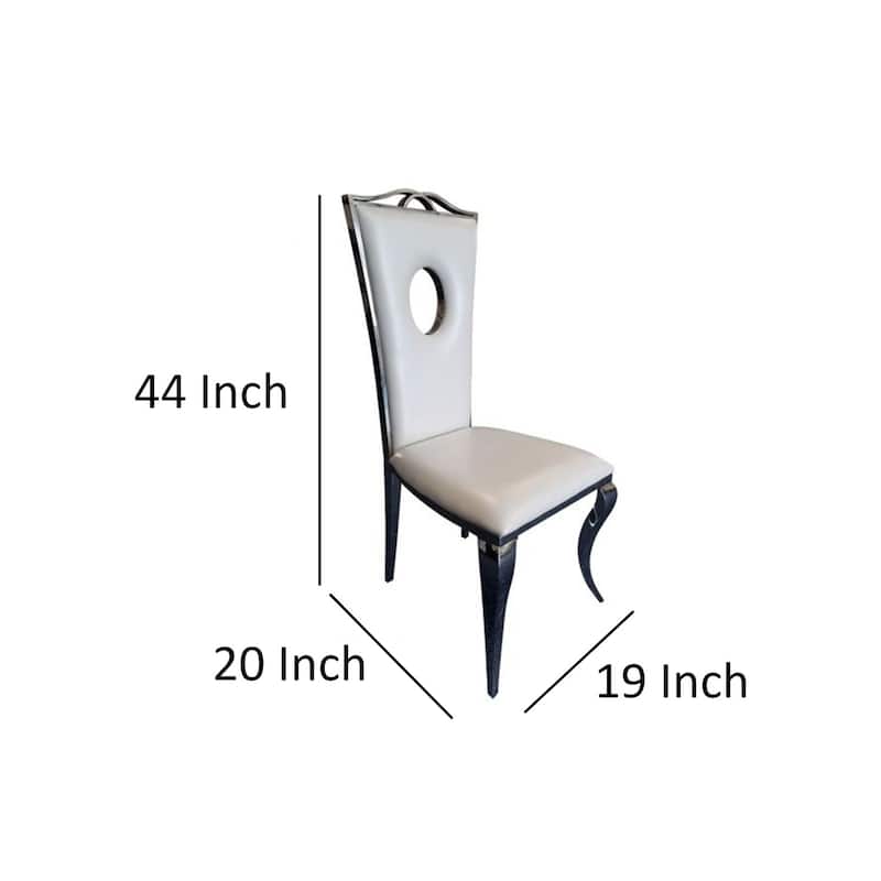 Chrome/White Faux Leather Upholstered Metal Frame Dining Chair, Set of 2, Sturdy Dining Chair for Dining Rooms - 19