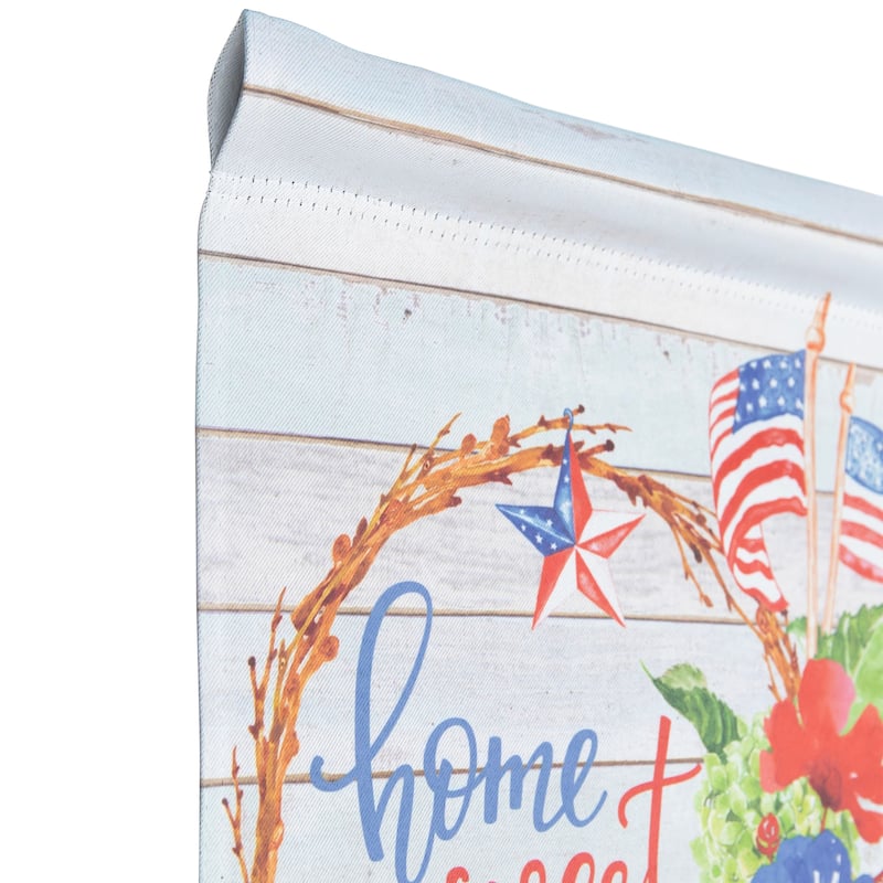 Home Sweet Home Wreath Patriotic Outdoor Garden Flag - 18" x 12.5"
