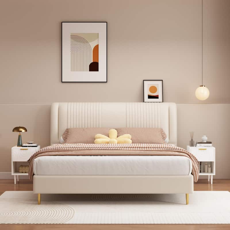 22.83'' H Modern White Nightstand with One Drawer and Open Shelf, Gold - Accented Handle, Ideal for Bedroom Decor