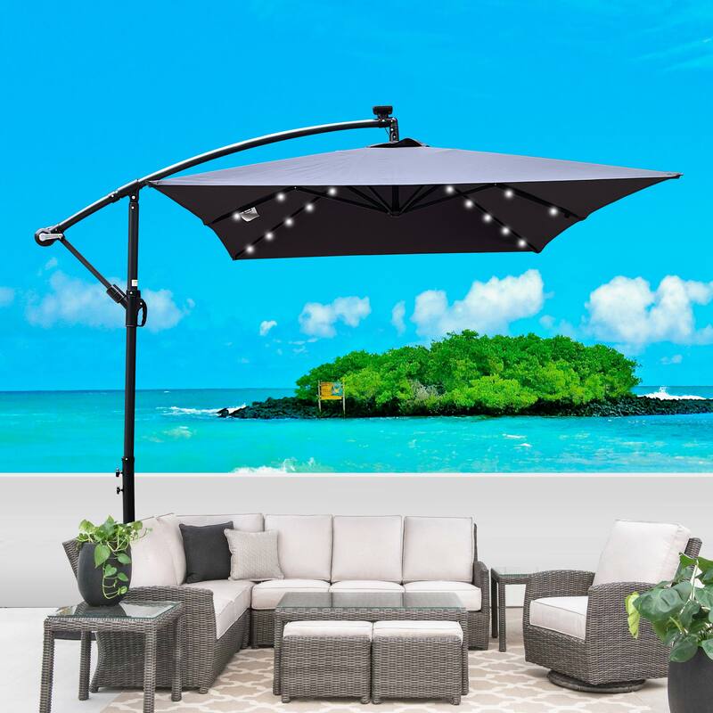 Rectangle 2x3M Outdoor Patio Umbrella Solar Powered LED Lighted