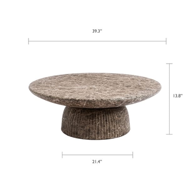 dimension image slide 0 of 4, Studio London Maddox Single Round Coffee Table Stone Marble Effect