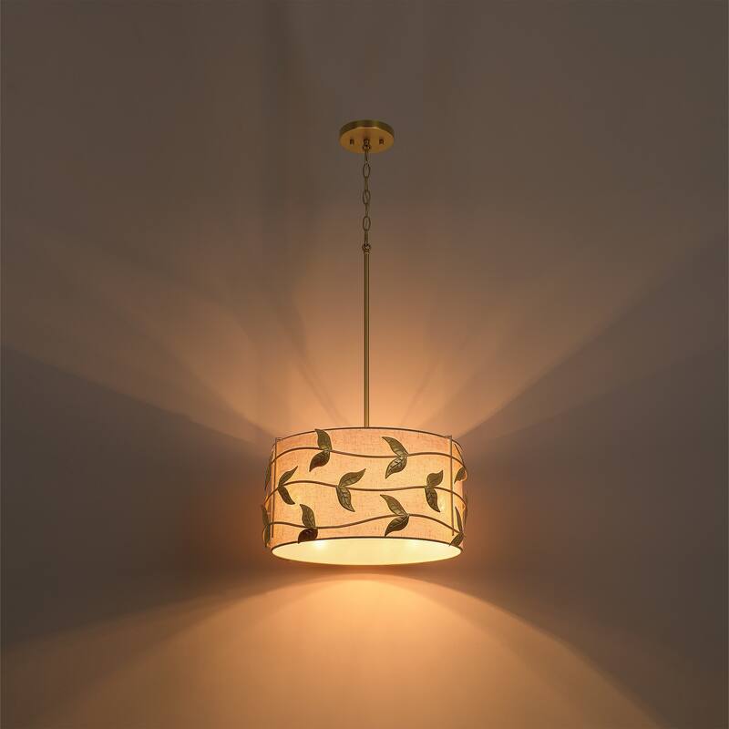 Acroma 4-light Gold/Black Ceiling Cotton Drum Light