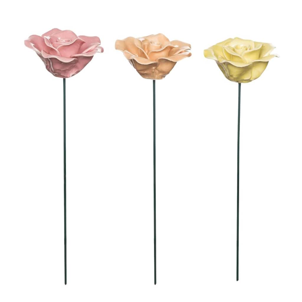 Transpac Ceramic Rose Plant Pick Set of 3 Spring Home Decorations