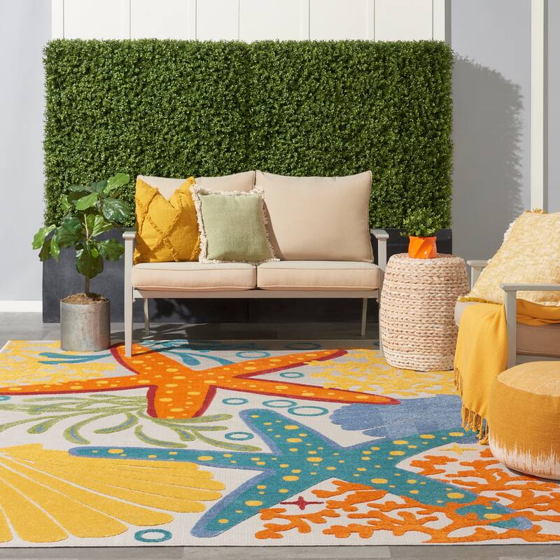 Nourison Aloha Coastal Beach Starfish Indoor/Outdoor Area Rug - 7'10" x 10'6" - Multicolor