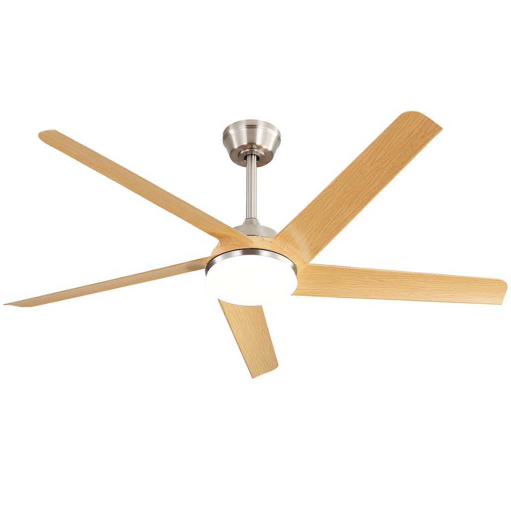 Reversible DC Motor Wood Ceiling Fan with 6-Speed Wind Control and Adjustment 3 Color Tempearture, Timer Fuction