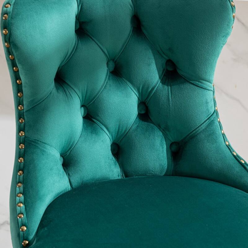 Velvet Upholstered Counter Height Wingback Barstools, Set of 2