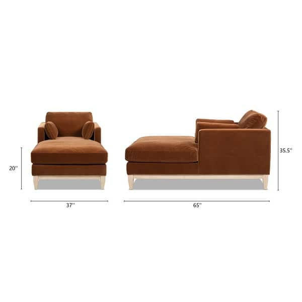 dimension image slide 3 of 5, Knox 65" Modern Farmhouse Performance Velvet Chaise Lounge Chair