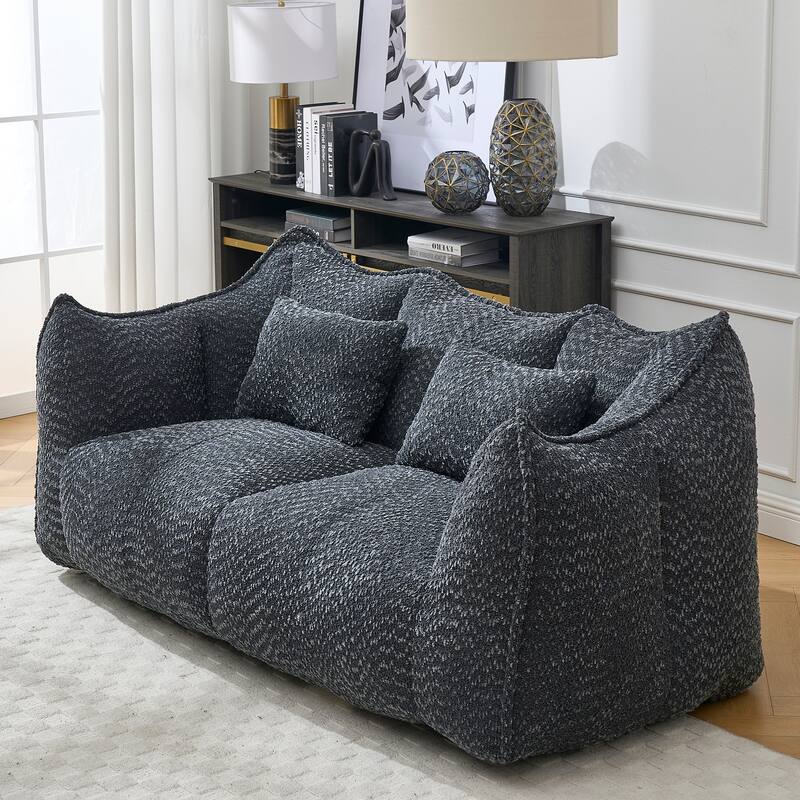 Beanbag Chair with High Resilience Foam Core. The Square Recliner Sofa Is Ideal for Family Members And Friends Engaged in Games