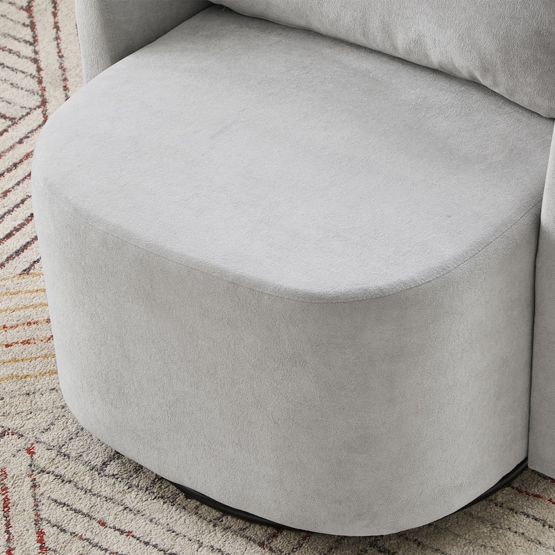 360° Swivel Chair, Chenille Barrel Armchair, Curved Design Lounge Chair Upholstered Swivel Sofa Chair for Living Room