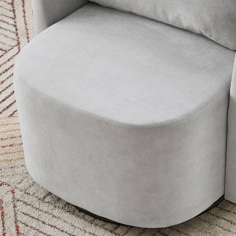 Chenille 360° Swivel Barrel Chair with Ergonomic Curved Design and 440lb Weight Capacity