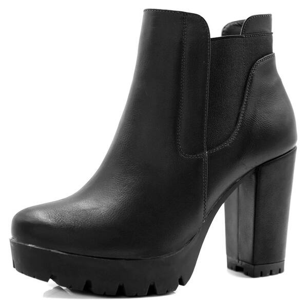 chunky high heel chelsea boots