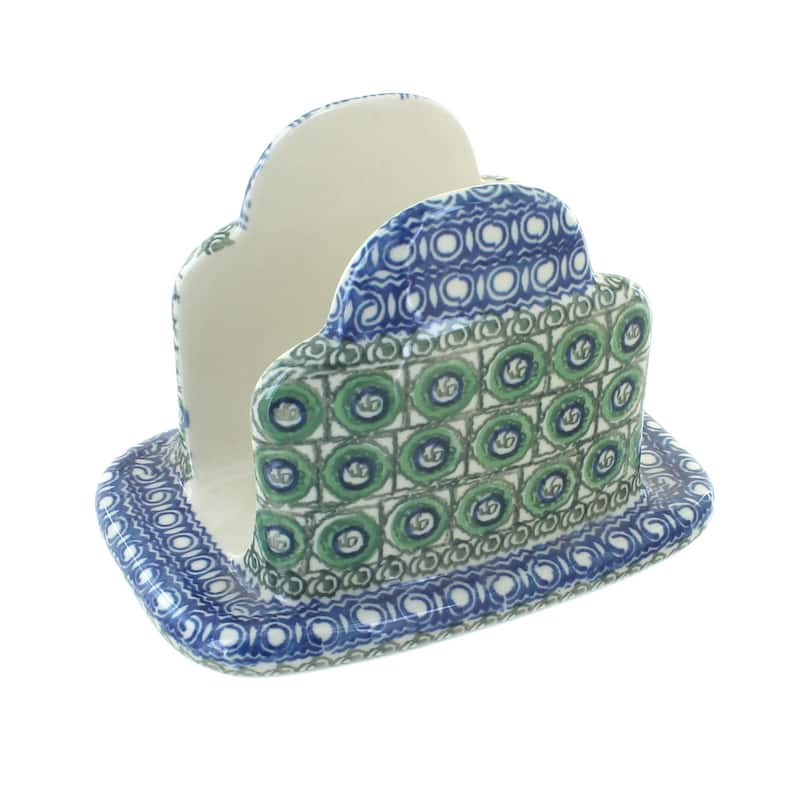 Blue Rose Polish Pottery 487 Ceramika Artystyczna Napkin Holder - Indigo