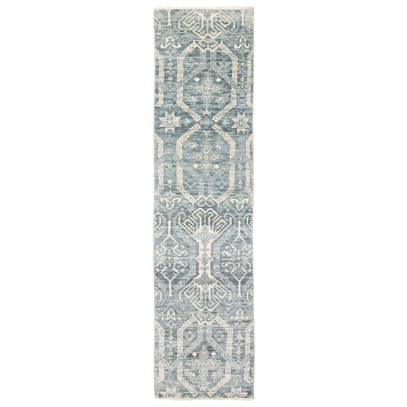 ECARPETGALLERY Hand-knotted Mystique Dark Grey Wool Rug - 2'4 x 9'11 - Dark Grey - 2'4 x 9'11