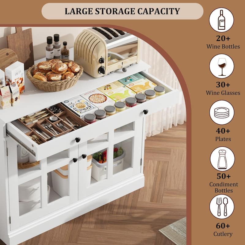 35.4" Sideboard Buffet Cabinets with Glass Door