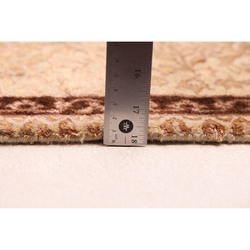 ECARPETGALLERY Hand-knotted Mirzapur Dark Brown Silk, Wool Rug - 5'0 x 6'10