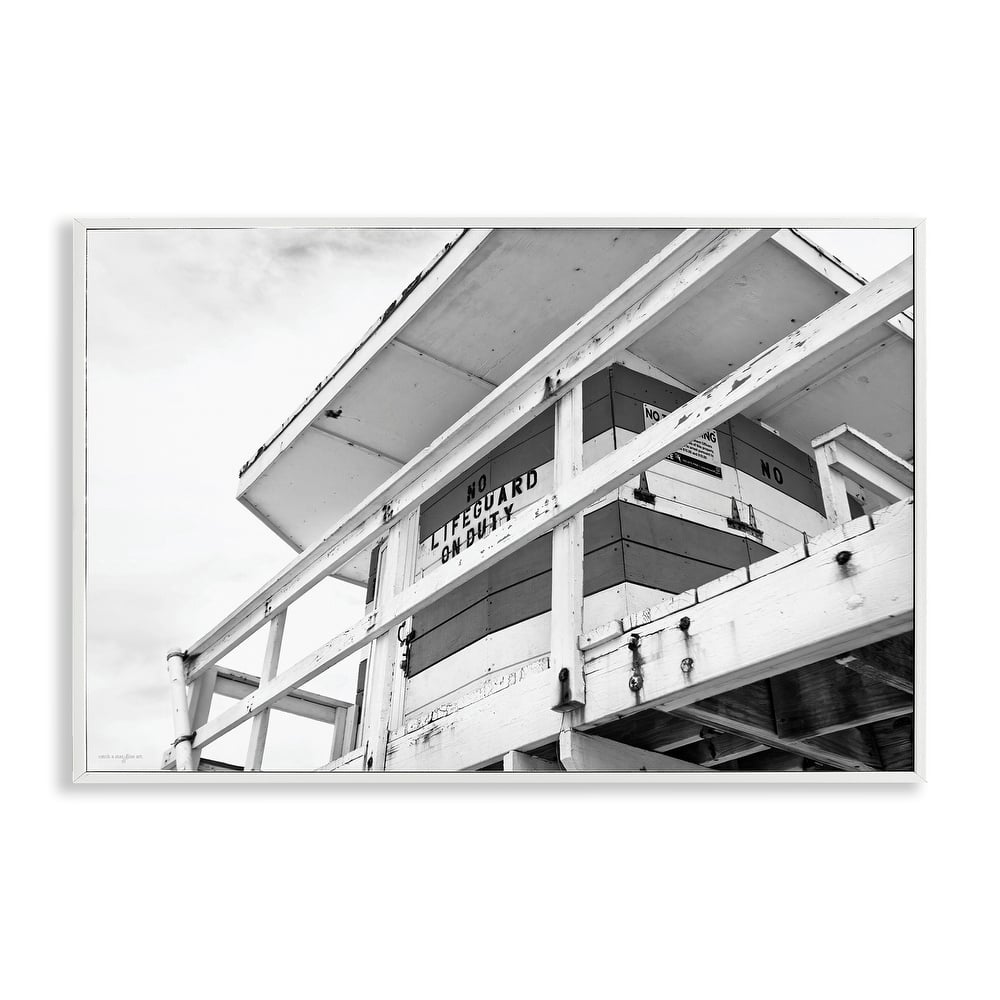 Stupell Lifeguard Building on Beach Framed Giclee Art Design By Seven Trees Design