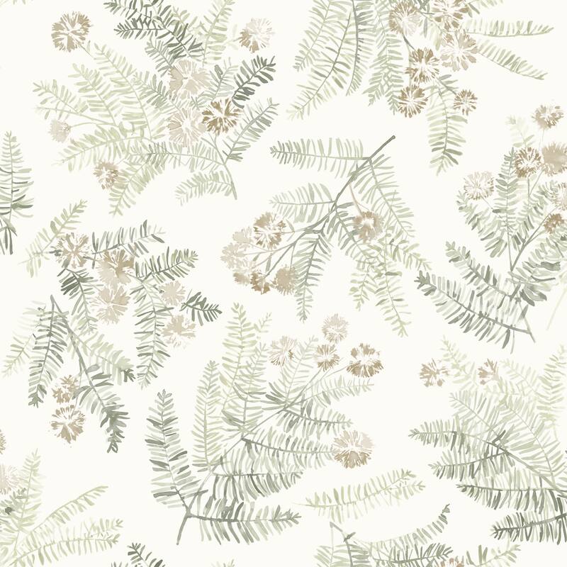 Chesapeake Frith Green Botanical Wallpaper