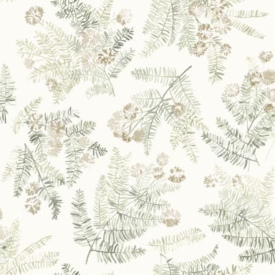 Chesapeake Frith Green Botanical Wallpaper
