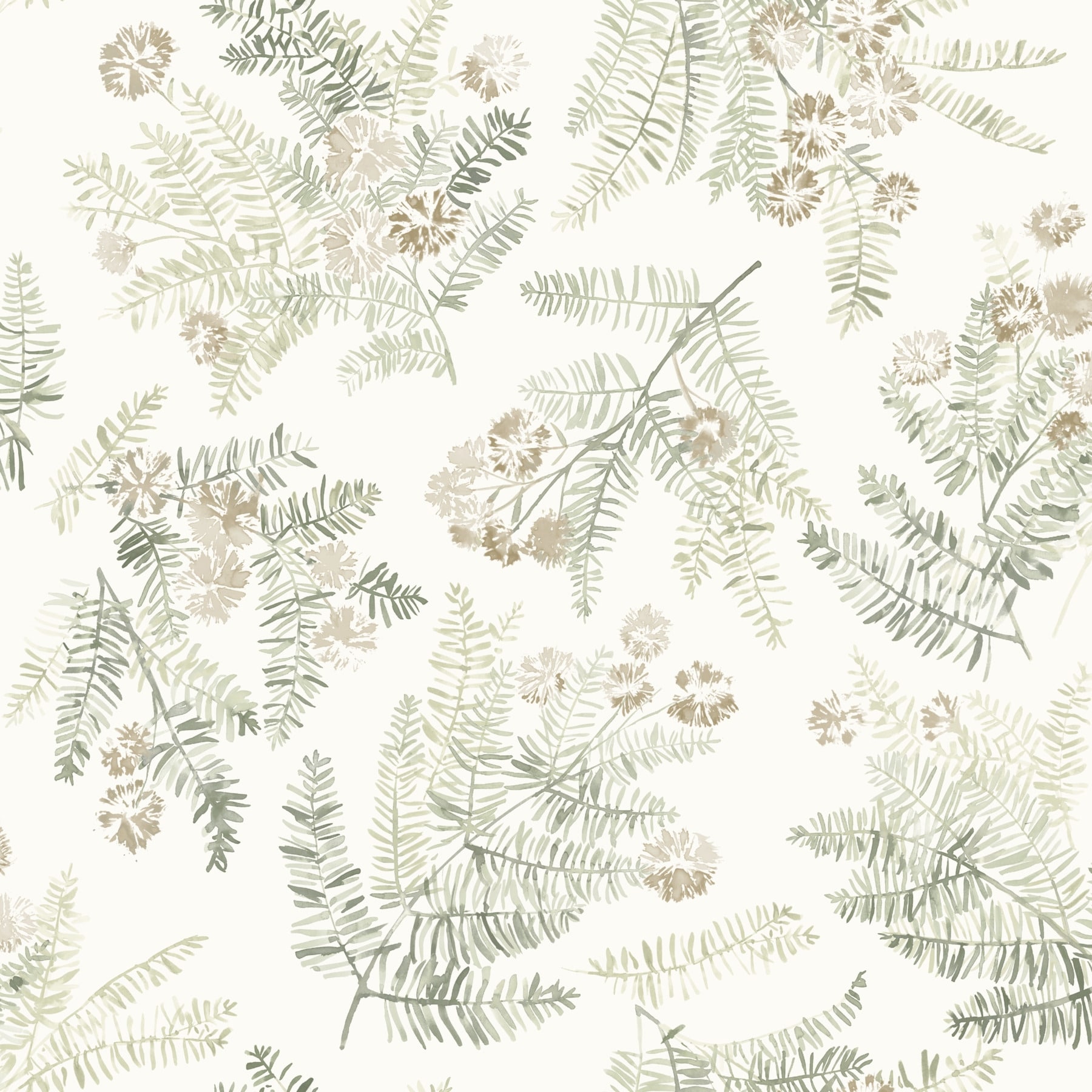 Chesapeake Frith Green Botanical Wallpaper
