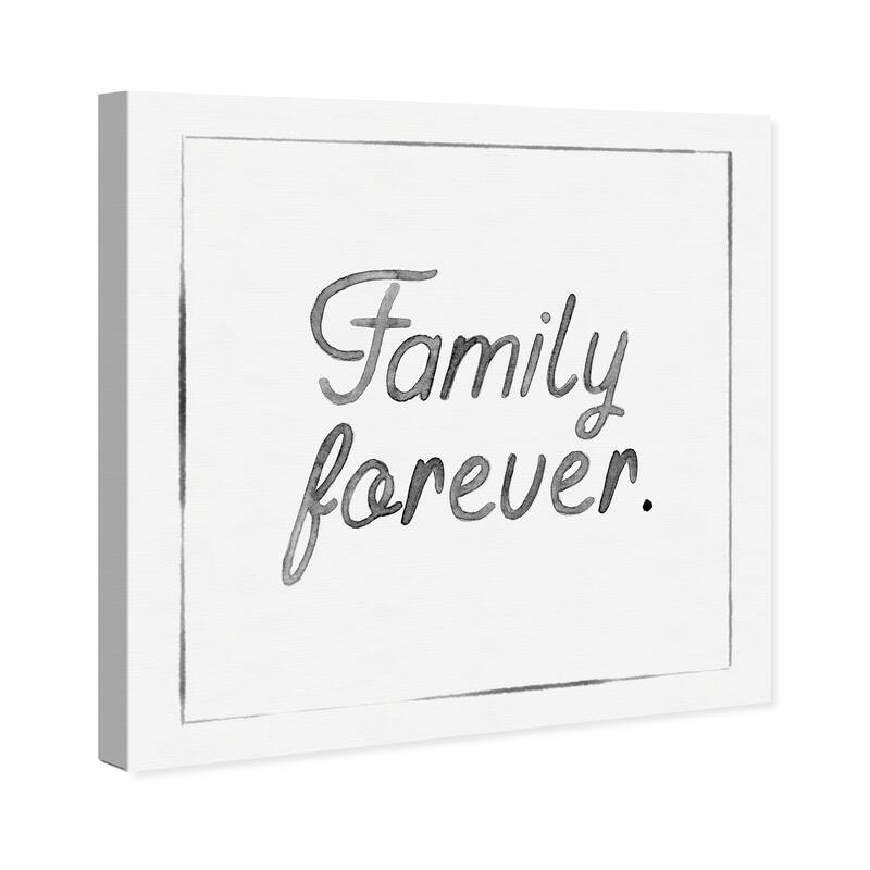 Wynwood Studio Canvas Typography and Quotes Family Forever White and Pastel Black Modern & Contemporary Wall Art Canvas Print